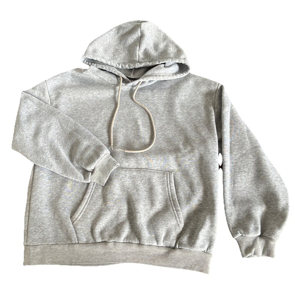 SHEIN Women Med/6 Sweatshirt Hoodie Solid Grey Long Sleeves Soft Blue Stars